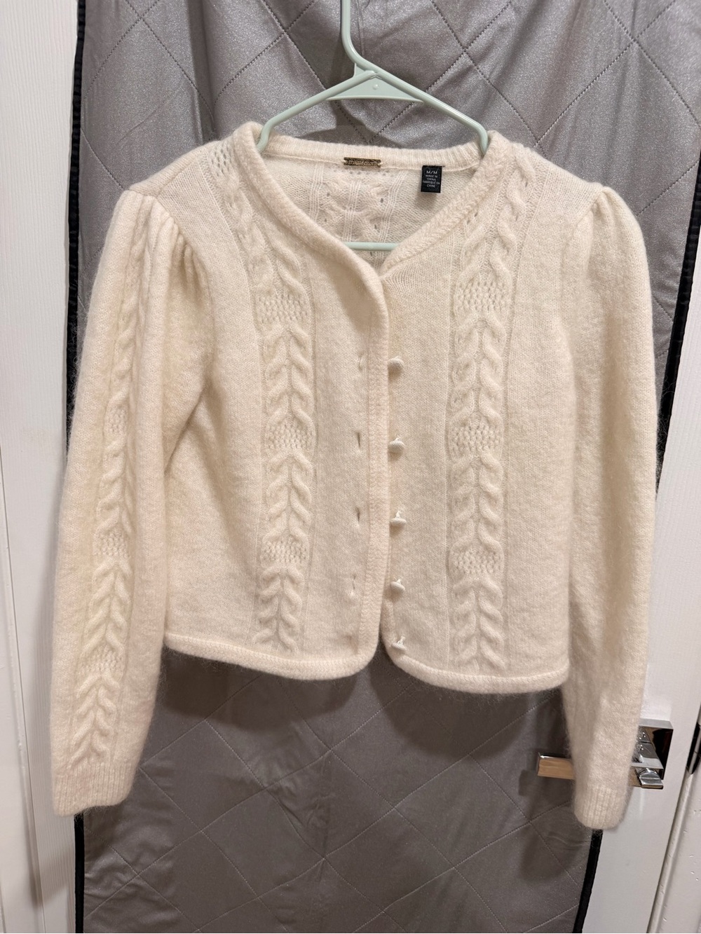 Magaschoni Cream Cable-Detail Button-Front Cardigan